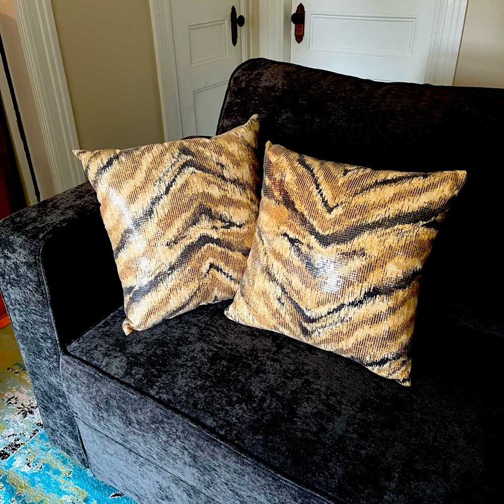 Set of sequined animal print pillows. NWOT.